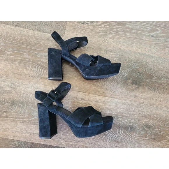 Jeffrey Campbell‎ Suede Heels Ankle Strap Criss Cross Black Size 6 #1 - Picture 7 of 7